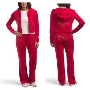 ❤️🔹️Juicy Couture 🔹️classic Original Logo Flash Velour 2pc Jogger Sweat  Set